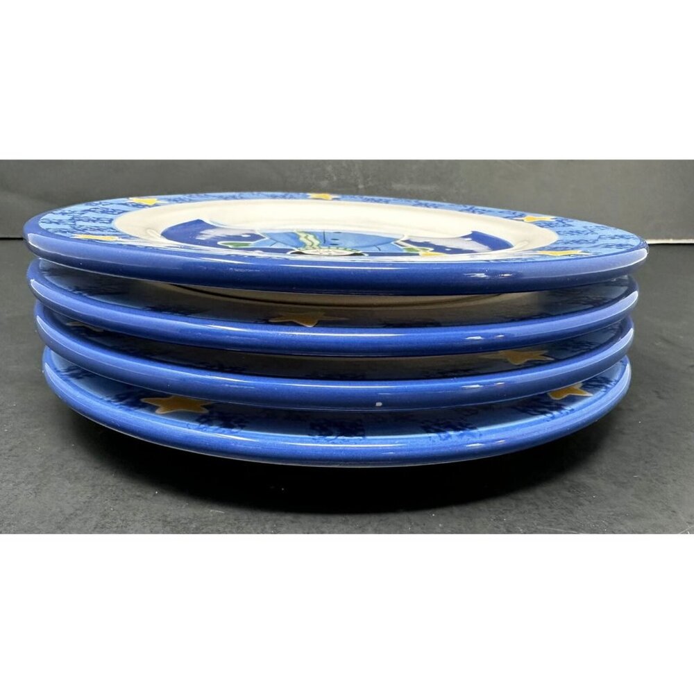 Vtg 4 SANDI GORE EVANS S'MORES THE MERRIER Jolly Follies Salad Plates Snowman - Picture 9 of 13